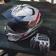 AGV Motorcycle Helmet, Dainese Carbon Cover S-ST Motorcycle Gloves