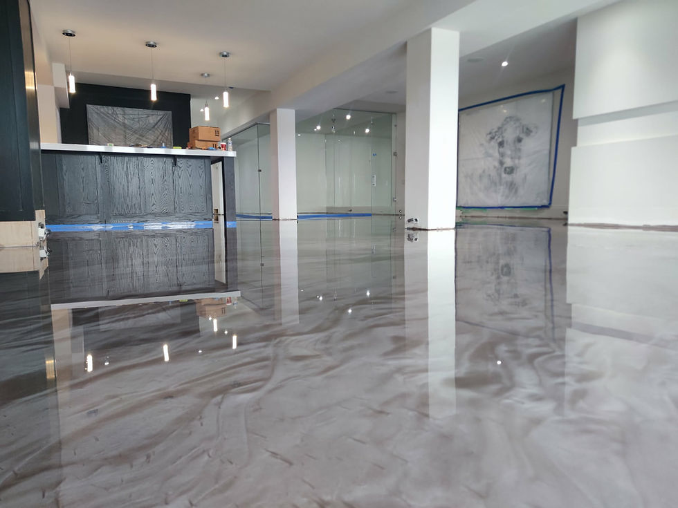 modern metallic epoxy floor coating for Calgary homes