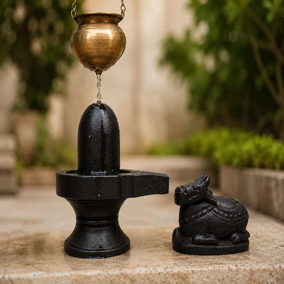 Thumbnail: Side view of Gorara Stone Shivling and Nandi Idol made from authentic natural Gorara stone