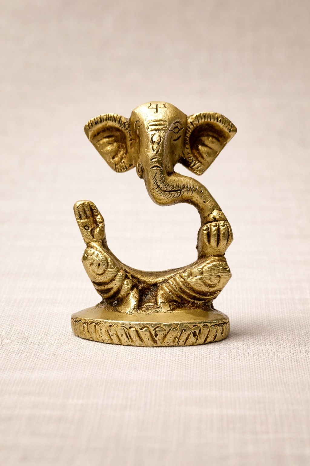 Brass Abstract Ganesha Matte Gold Finish | Spiritual Decor & Festive Gifting 6.5