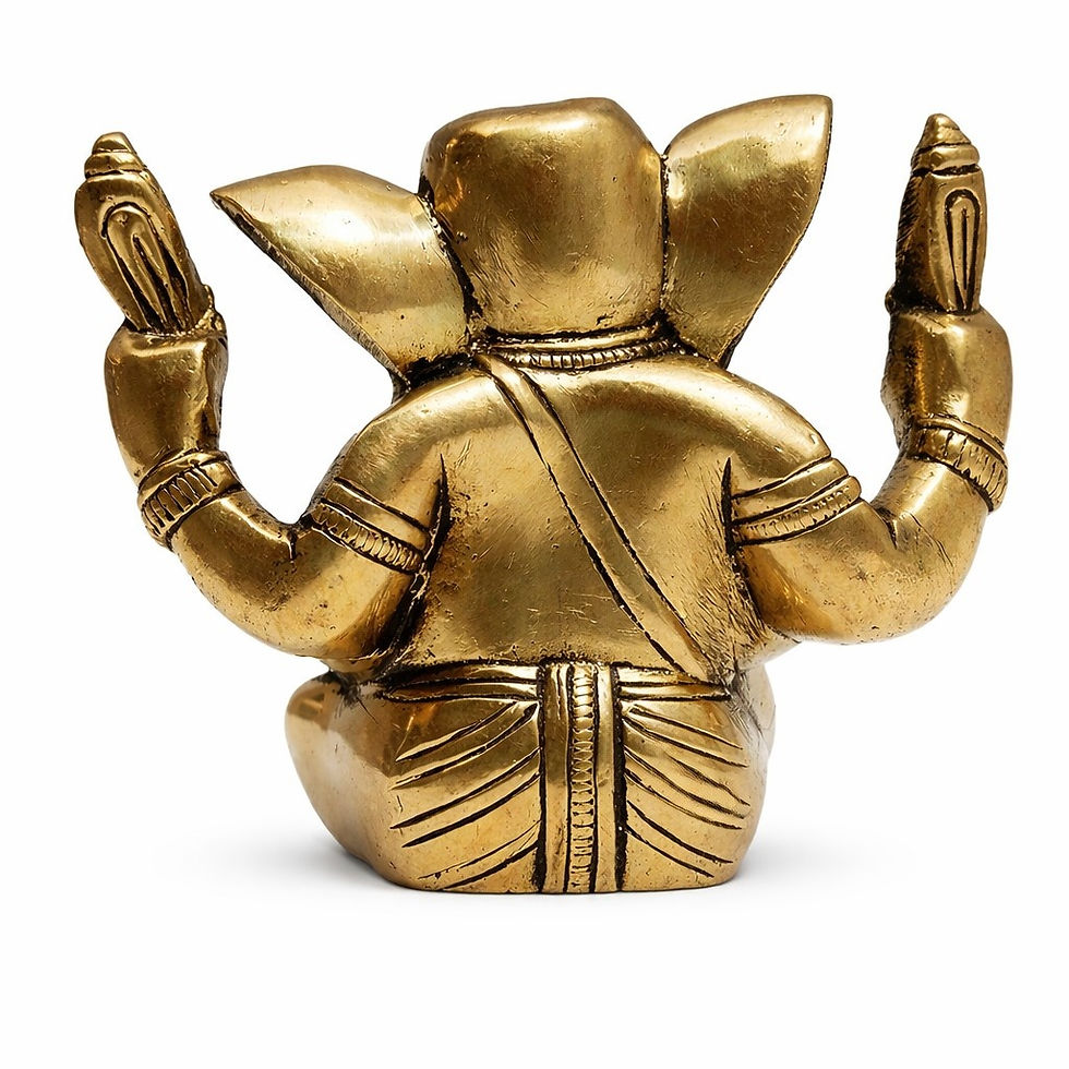 Thumbnail: Brass Ganesha Idol Padmasana Style Antique Gold | Pooja Decor & Festive Gifting