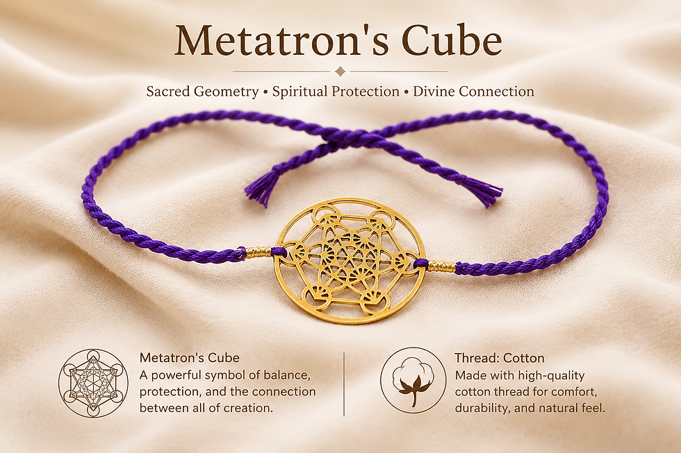 Thumbnail: Athizay Metatron's Cube Rakhi with Purple Thread