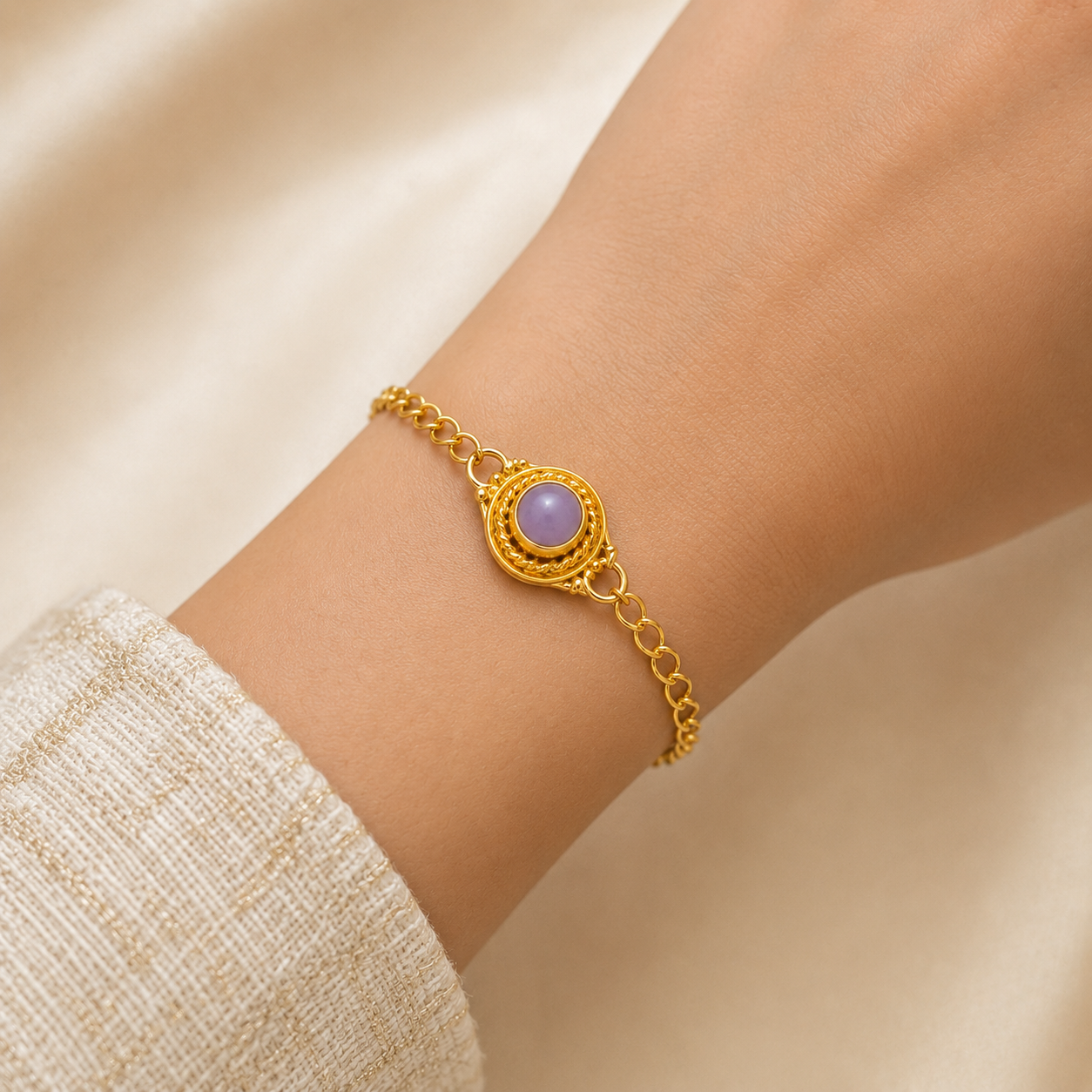 Athizay Gold-Toned Rakhi Baby Pink Bead for Brother