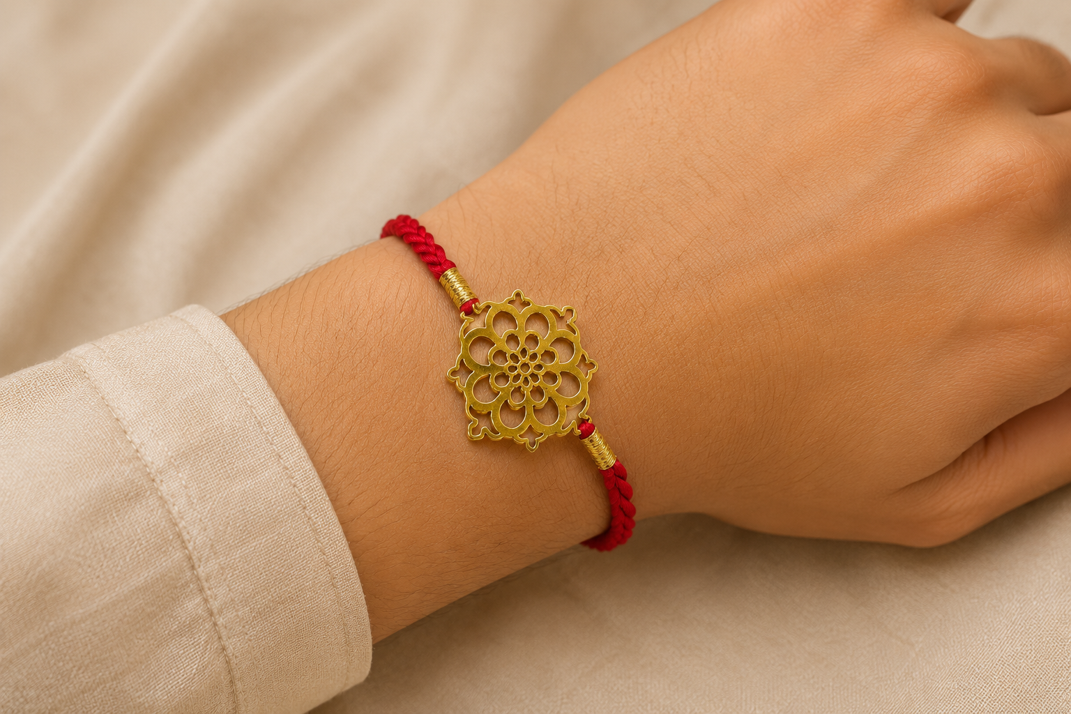 Athizay Chakra Dial Rakhi with Magenta Pink Thread