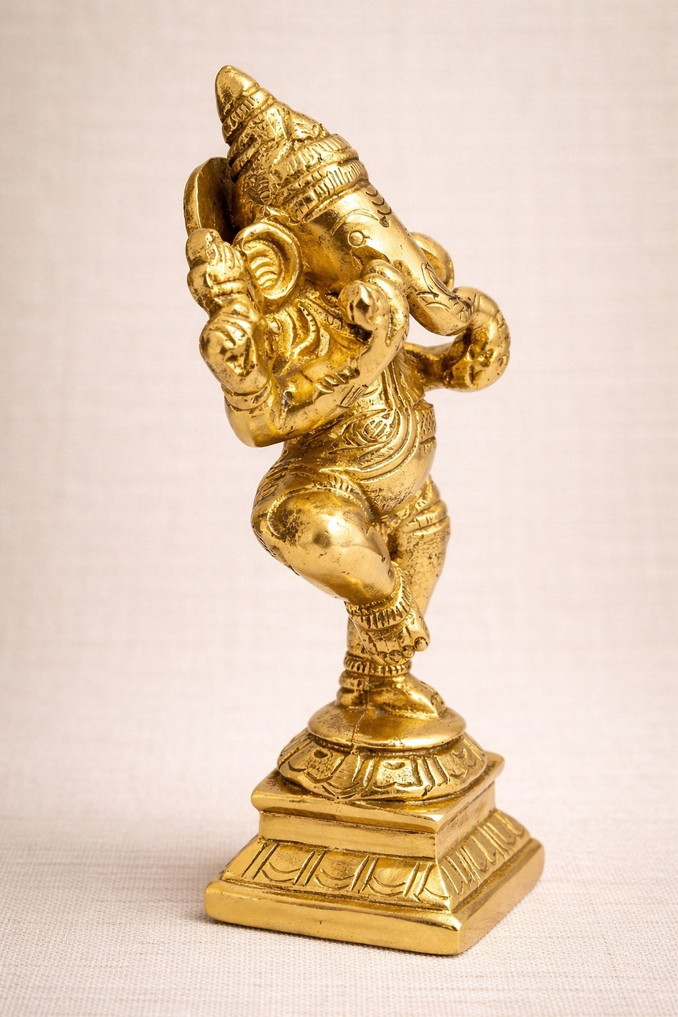 Thumbnail: athizay Brass Dancing Ganesha Idol 10.5 cm Gold Decor