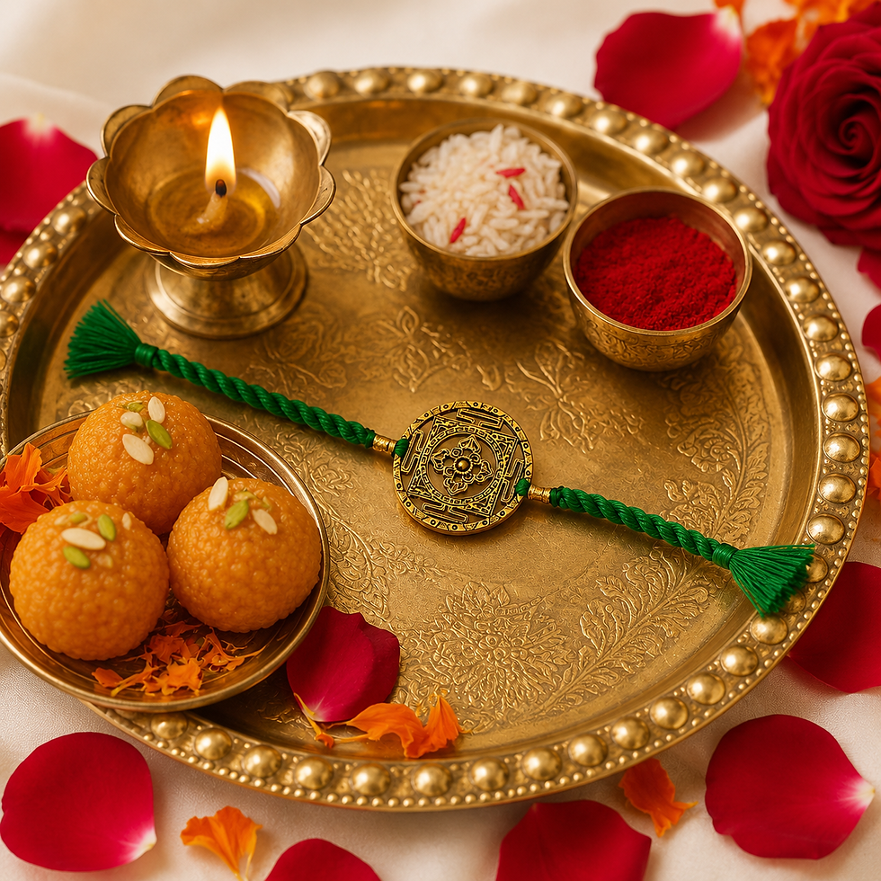 Thumbnail: Athizay Mandala Rakhi with Green Thread for Brother