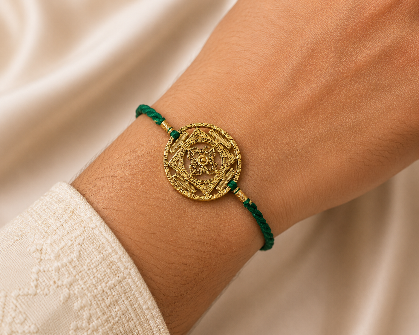 Athizay Mandala Rakhi with Dark Green Thread for Brother