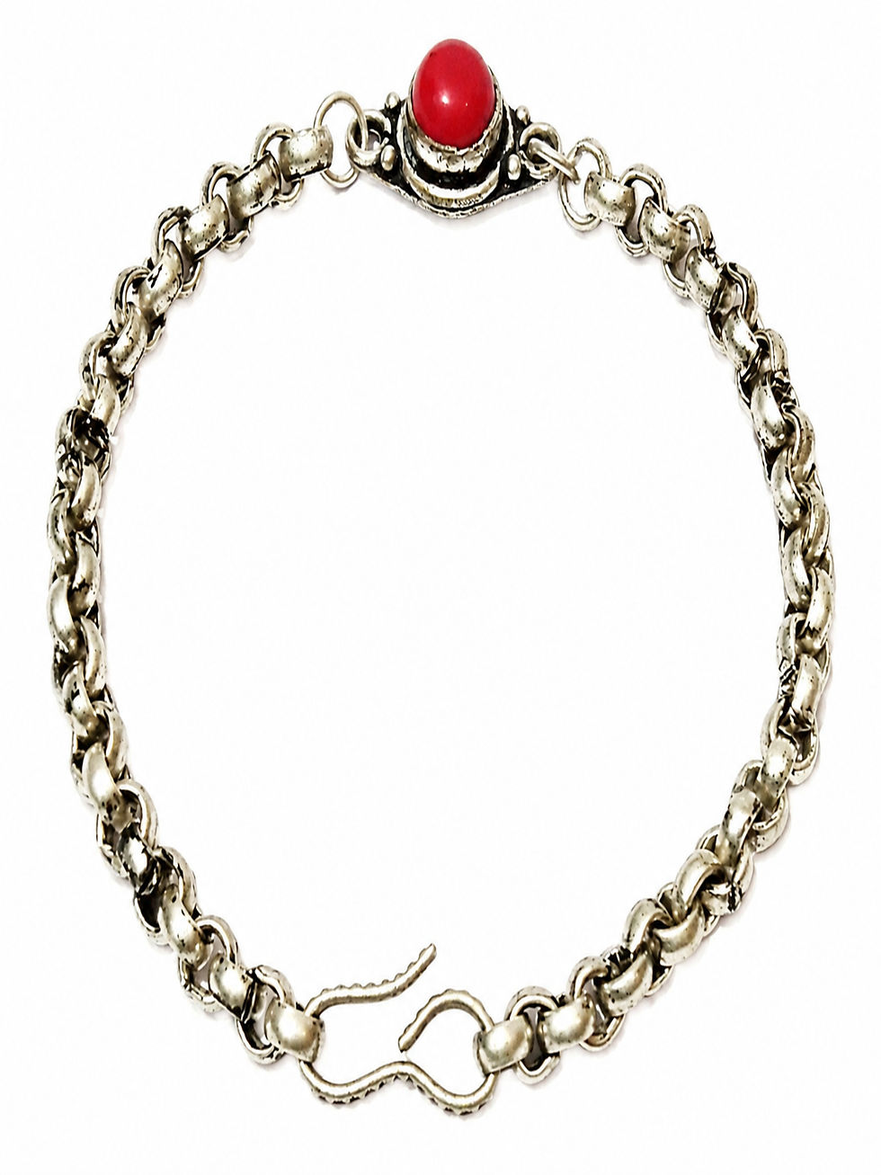 Thumbnail: Athizay Designer Red Stone Bracelet Rakhi
