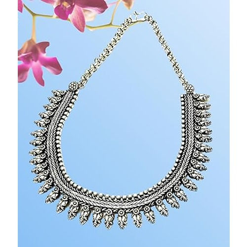 Thumbnail: athizay Necklace oxidised silver choker for women fashion