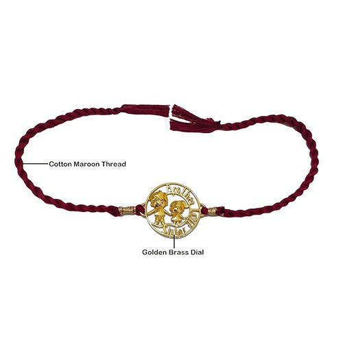 Thumbnail: athizay Brass Rakhi Bracelet For kids Rakhis for Brothers| Bhaiya| boys golden D