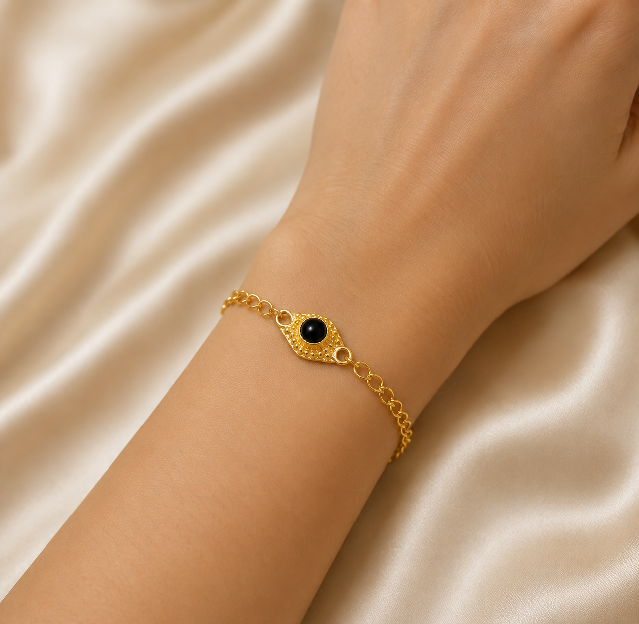 Athizay Gold-Toned Rakhi Black Bead for Brother