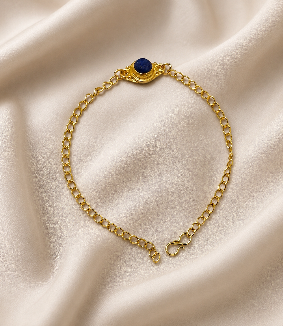 Thumbnail: Athizay Gold-Toned Rakhi Navy Blue Bead for Brother