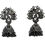 Thumbnail: Oxidized German silver jhumka Peacock Shape earring with Black beads