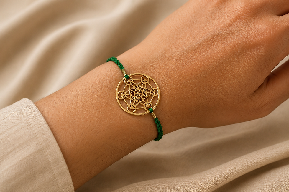 Thumbnail: Athizay Metatron's Cube Rakhi with Green Thread