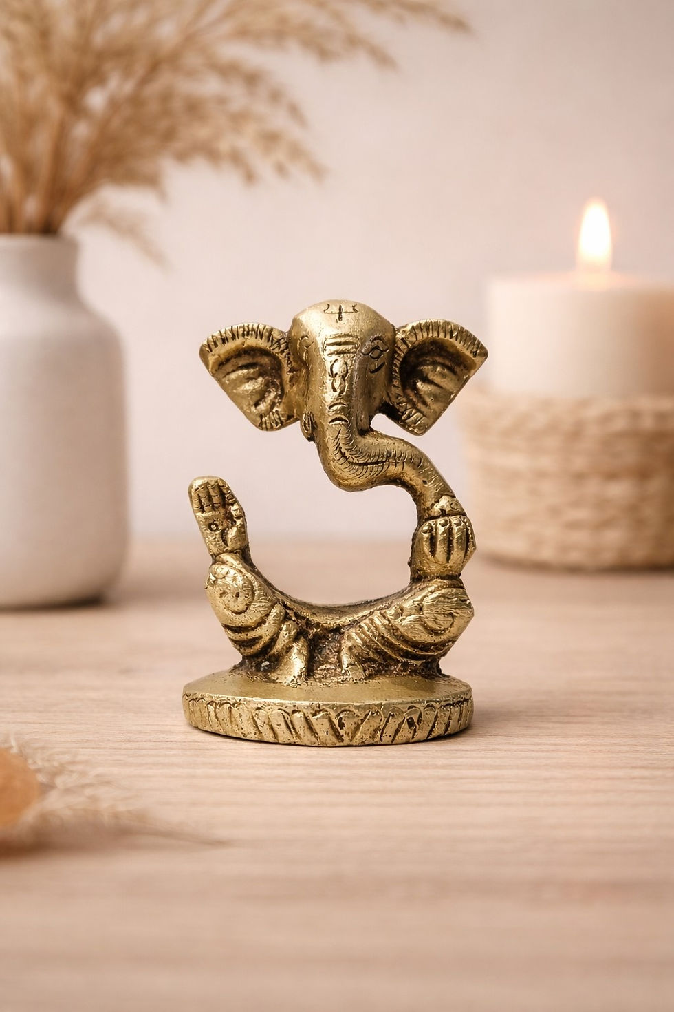 Thumbnail: Brass Abstract Ganesha Matte Gold Finish | Spiritual Decor & Festive Gifting 6.5