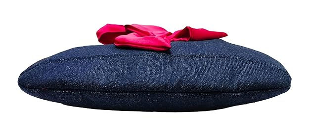 Thumbnail: athizay handbags wooden handles Purple Denim Bags with Handcrafted Pink Bow