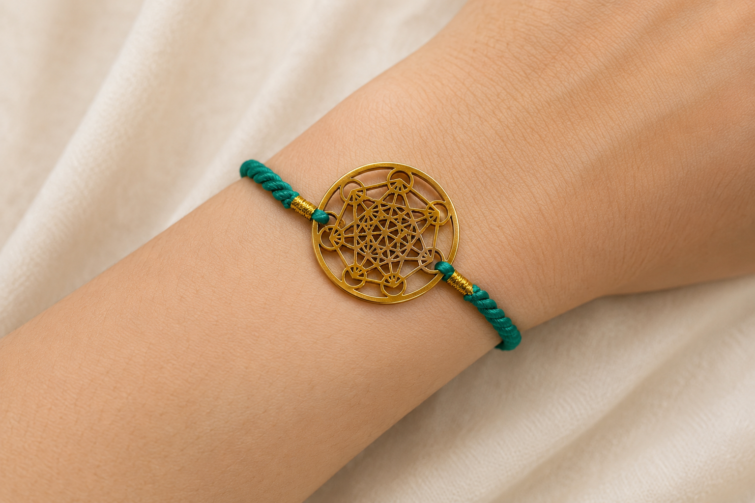 Athizay Metatron's Cube Rakhi with Aqua Blue Thread