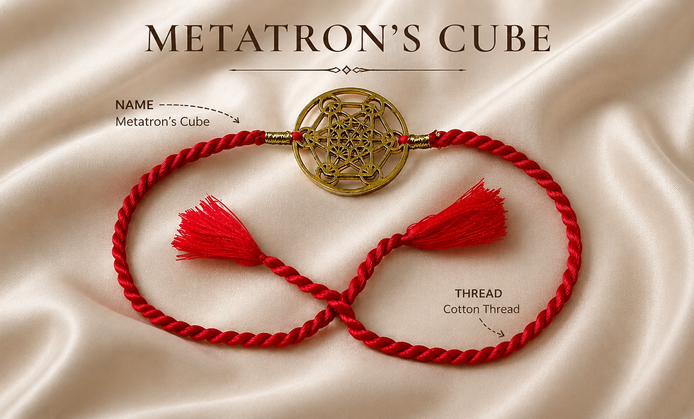 Thumbnail: Athizay Metatron's Cube Rakhi with Magenta Pink Thread