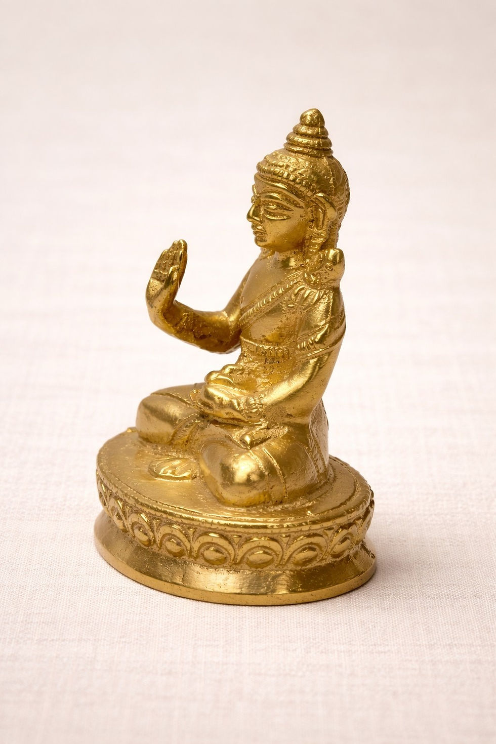 Thumbnail: athizay Brass Buddha Idol Golden Mini Statue for Home Temple Decor 7.5 cm