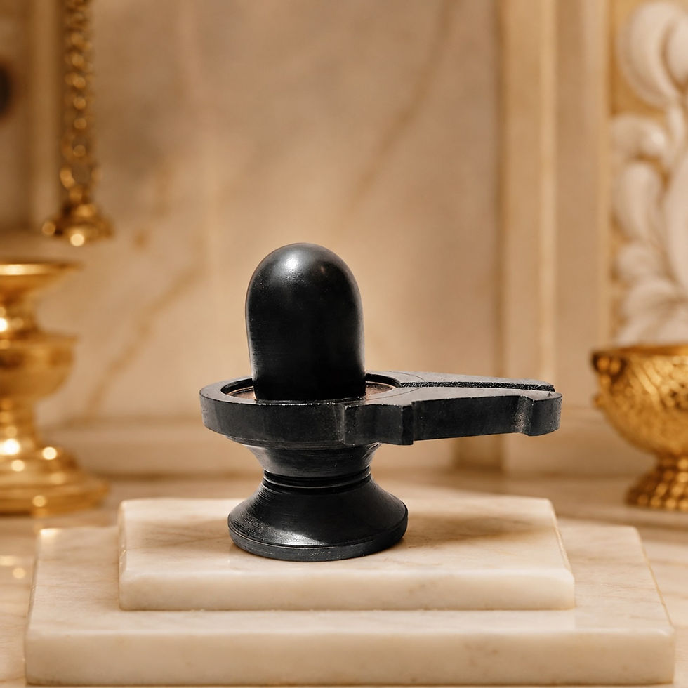 Thumbnail: Black Shivling Made from Natural Gorara Stone – Handcrafted, 9.5 cm | Athizay