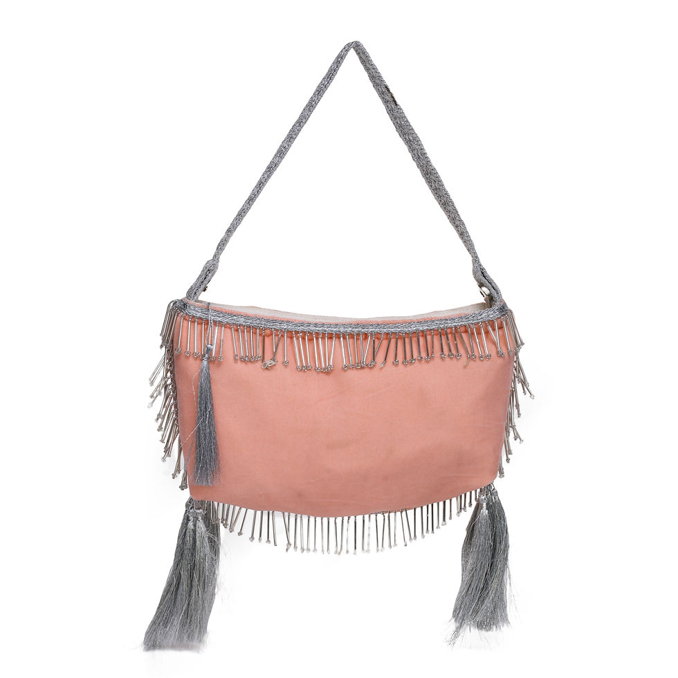 Thumbnail: athizay Women Veloura Pyramid Velvet Handbag with Silver Chain, Call: 8860010199