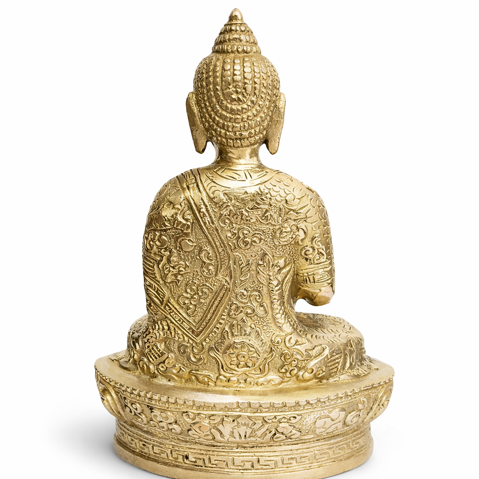 Thumbnail: Antique Brass Buddha Idol Lotus Base Spiritual Home Decor Statue 17 cm