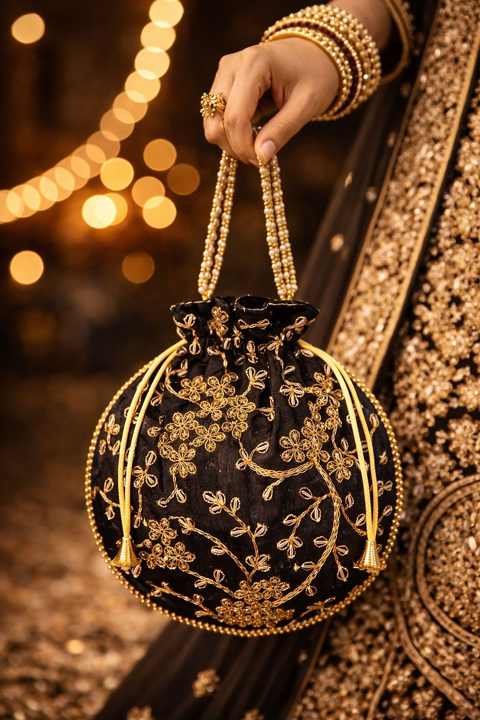 Thumbnail: Athizay Embroidered Potli Bag Set (Pack of 4) Assorted Wedding Gift Bags