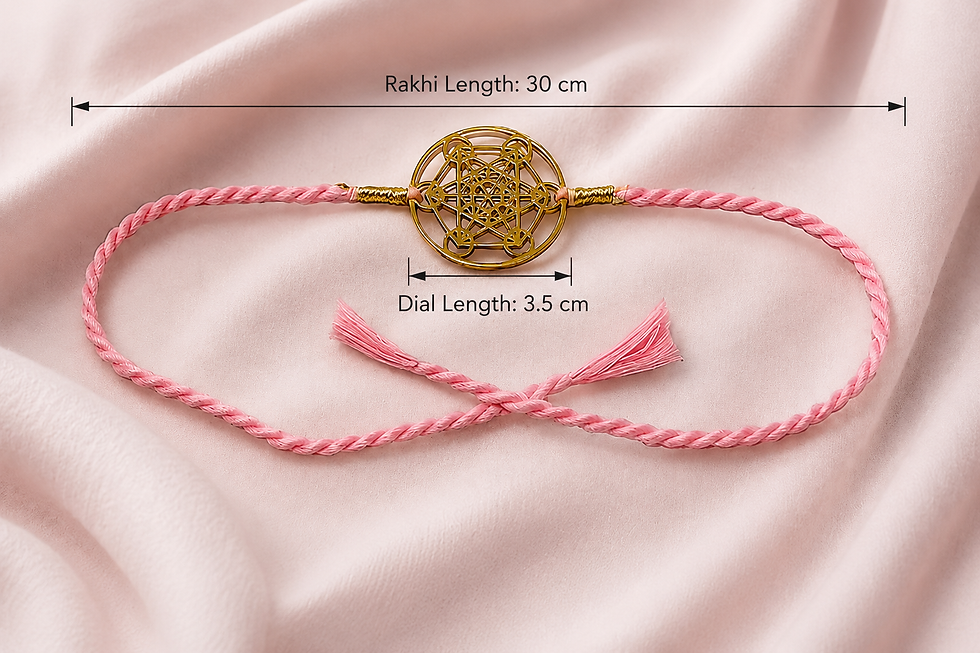 Thumbnail: Athizay Metatron's Cube Rakhi with Baby Pink Thread