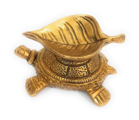 Thumbnail: Brass Metal Tortoise Diya Leaf Shape | Fengshui and Vastu Item