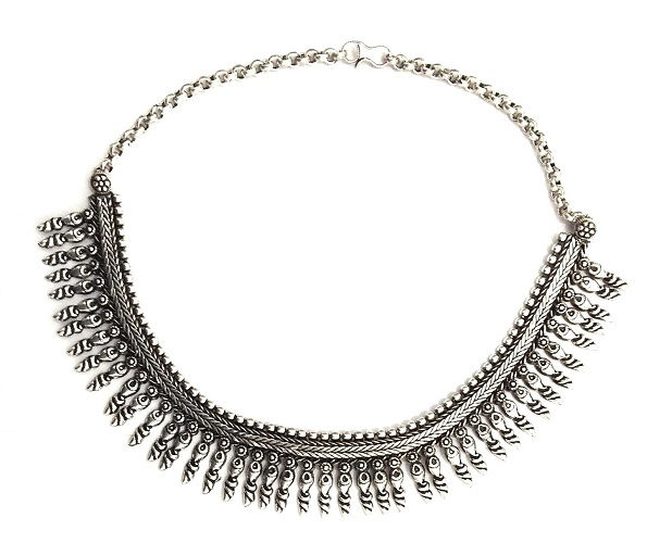 athizay Premium ethnic festival Antique Silver Oxidised Beads Choker necklace