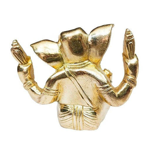 Thumbnail: athizay Ganesha Idol Virgin Brass Shiny Gold Finish || 8 cm