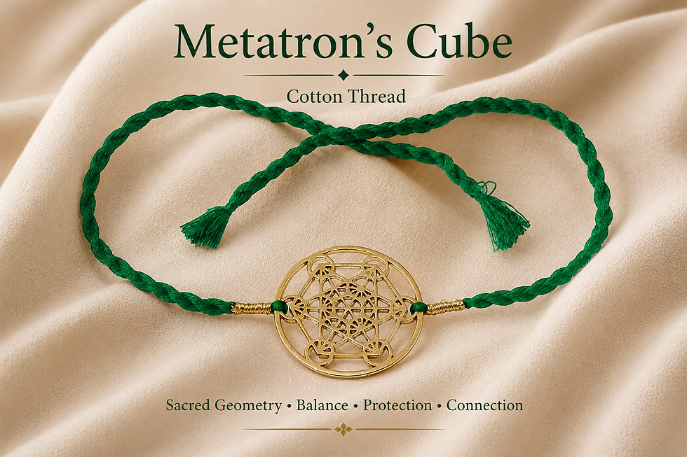 Thumbnail: Athizay Metatron's Cube Rakhi with Green Thread
