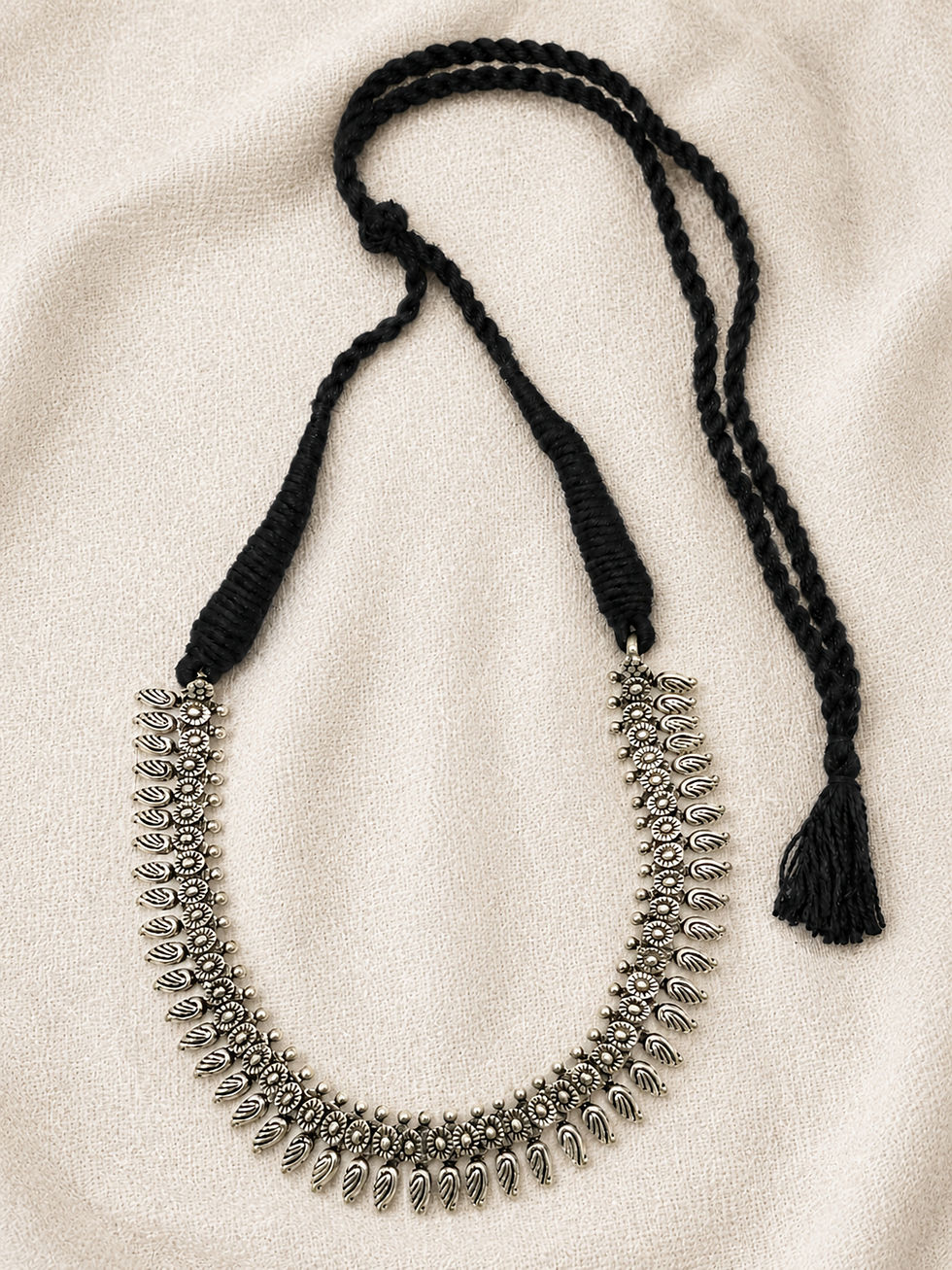 Thumbnail: Athizay Oxidised Black Thread Boho Tribal Necklace