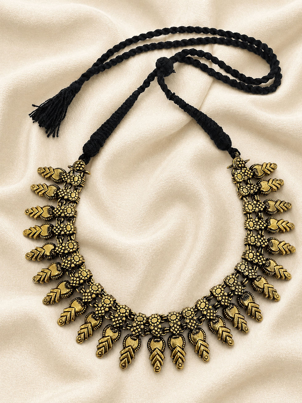 Thumbnail: Athizay Oxidised Golden Black Thread Statement Necklace for Women