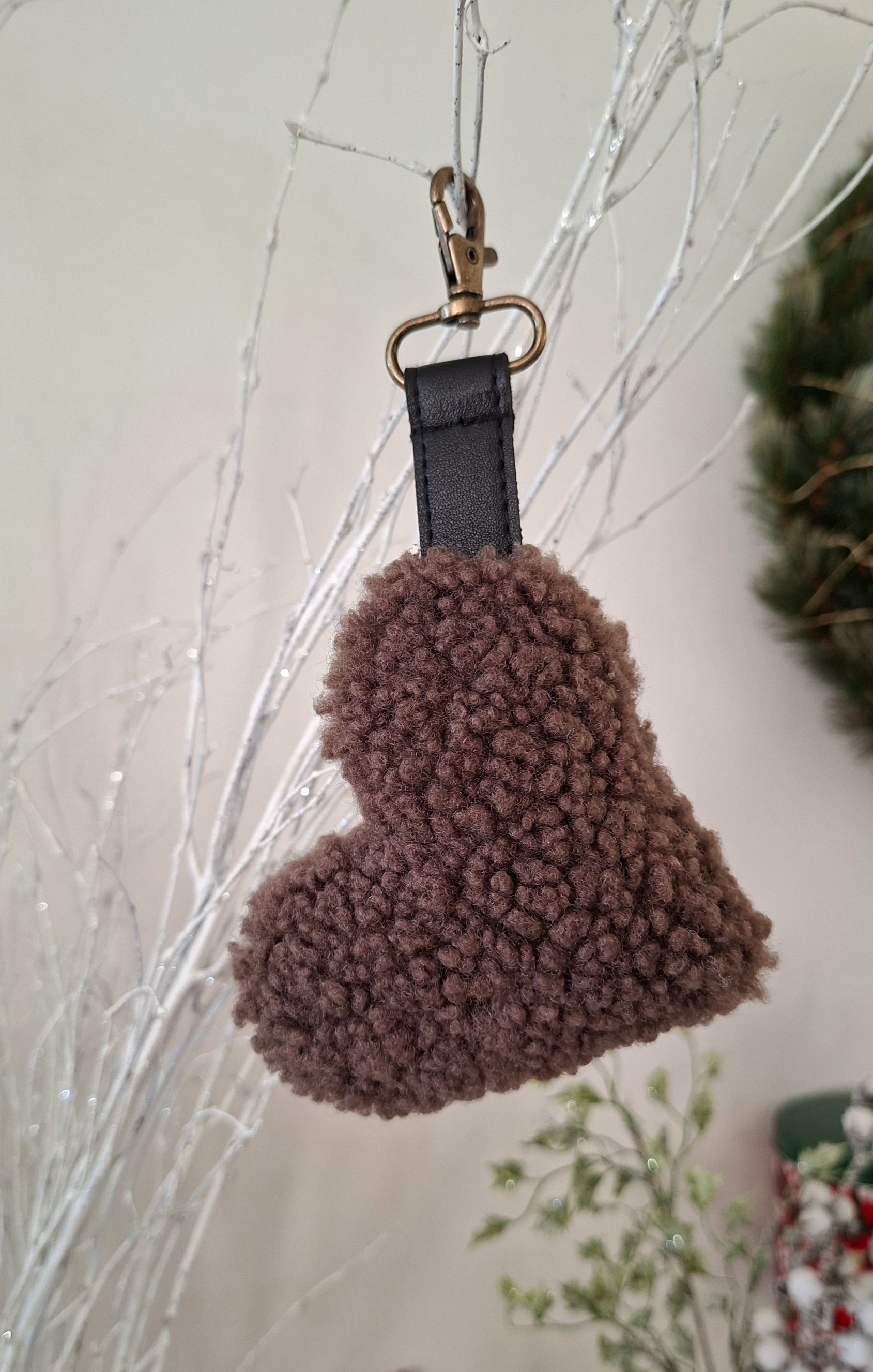 PORTE CLES COEUR - Marron bouclette