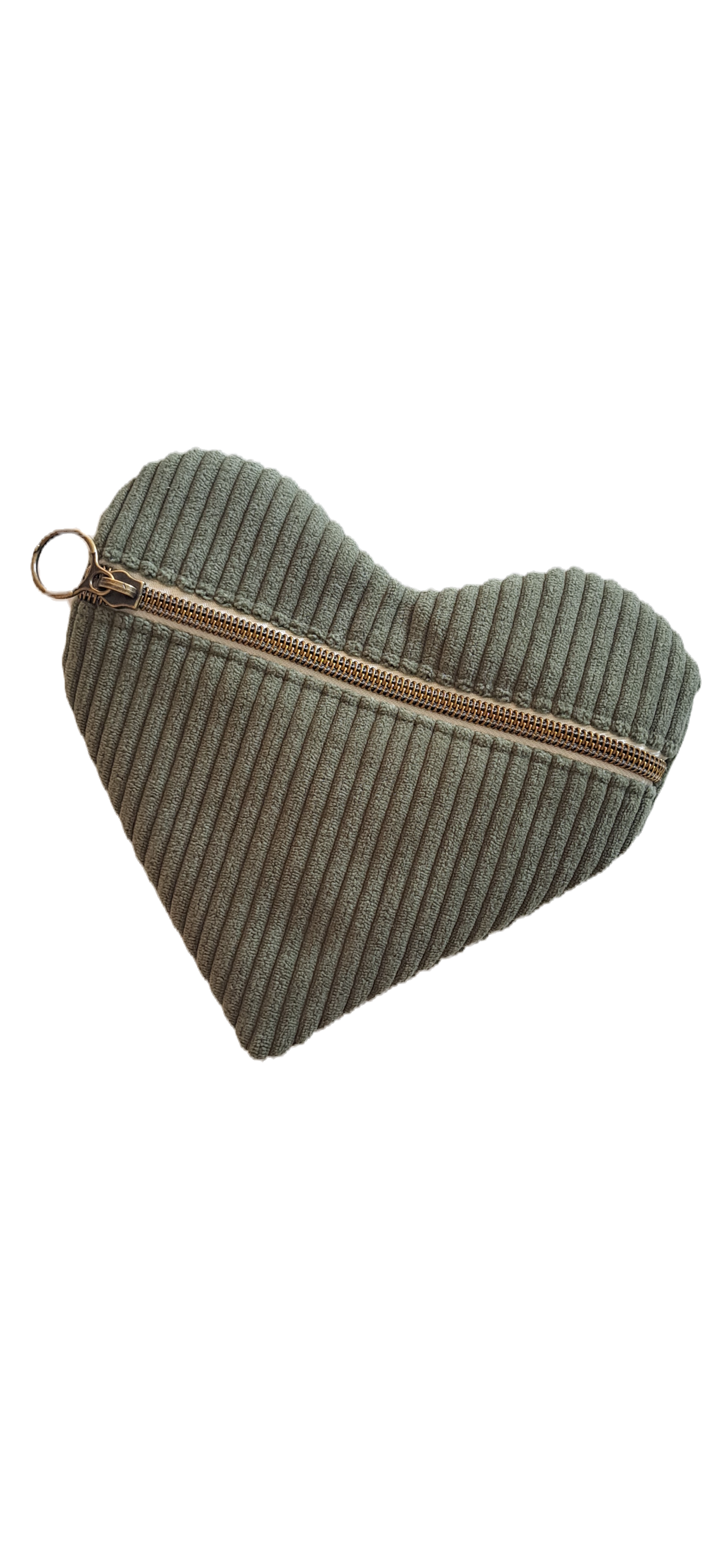 PORTE-MONNAIE COEUR : Velours vert kaki