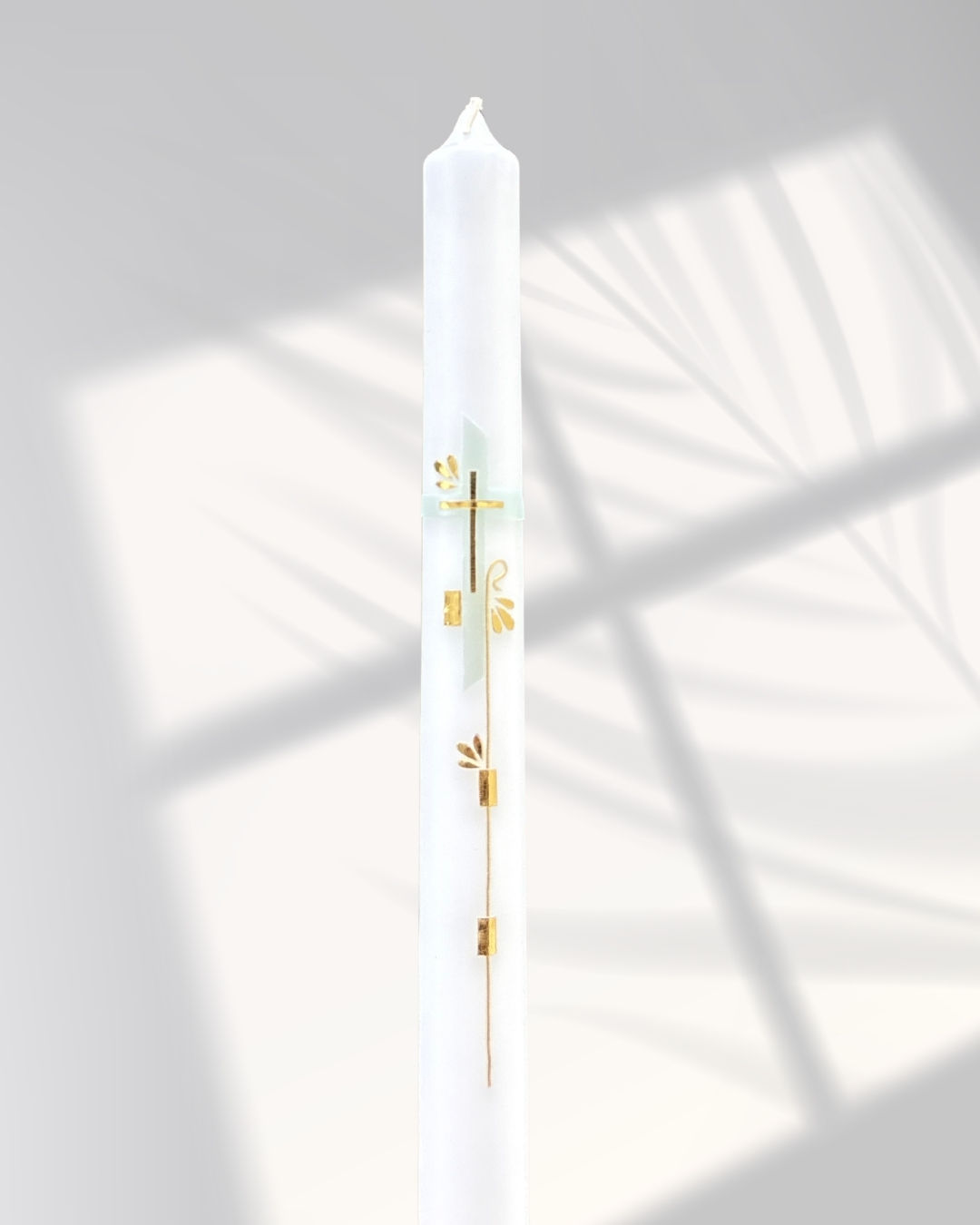 Taufkerze "Modern Line in Salbei & Gold"