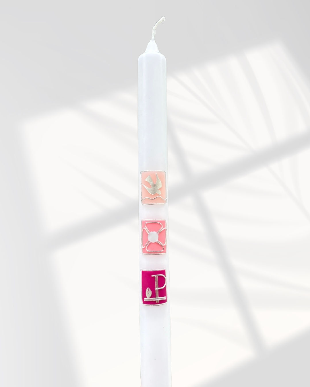 Taufkerze "Symbolfelder in Rosé & Pink"