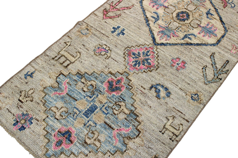 Thumbnail: 12 Ft Oushak Runner Rug, Silver Brown Grey Hand knotted Wool Turkish runner Rug,