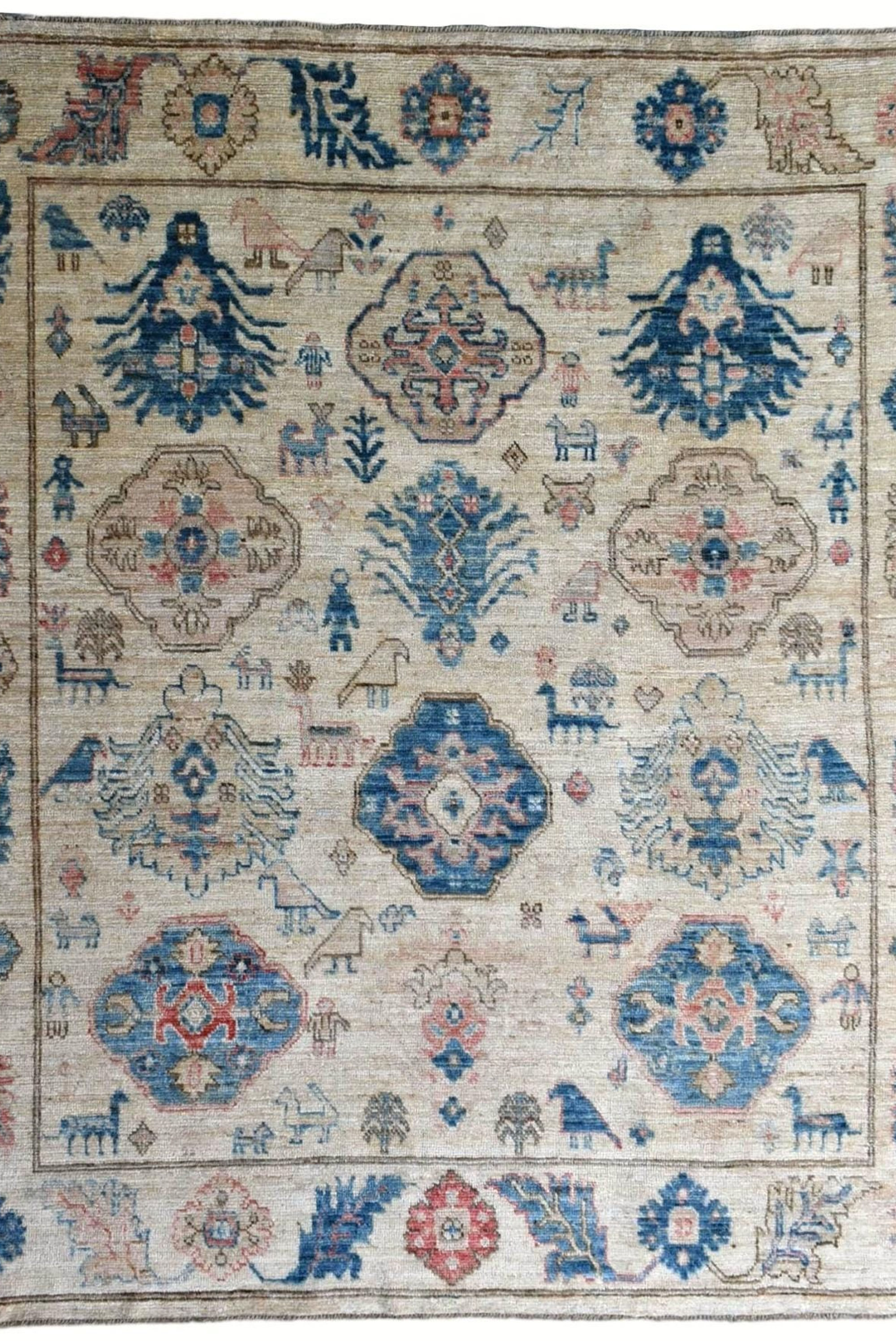 8x10 ft Beige Traditional Oushak Area Rug, Persian Style Flower Rug, Handmade So