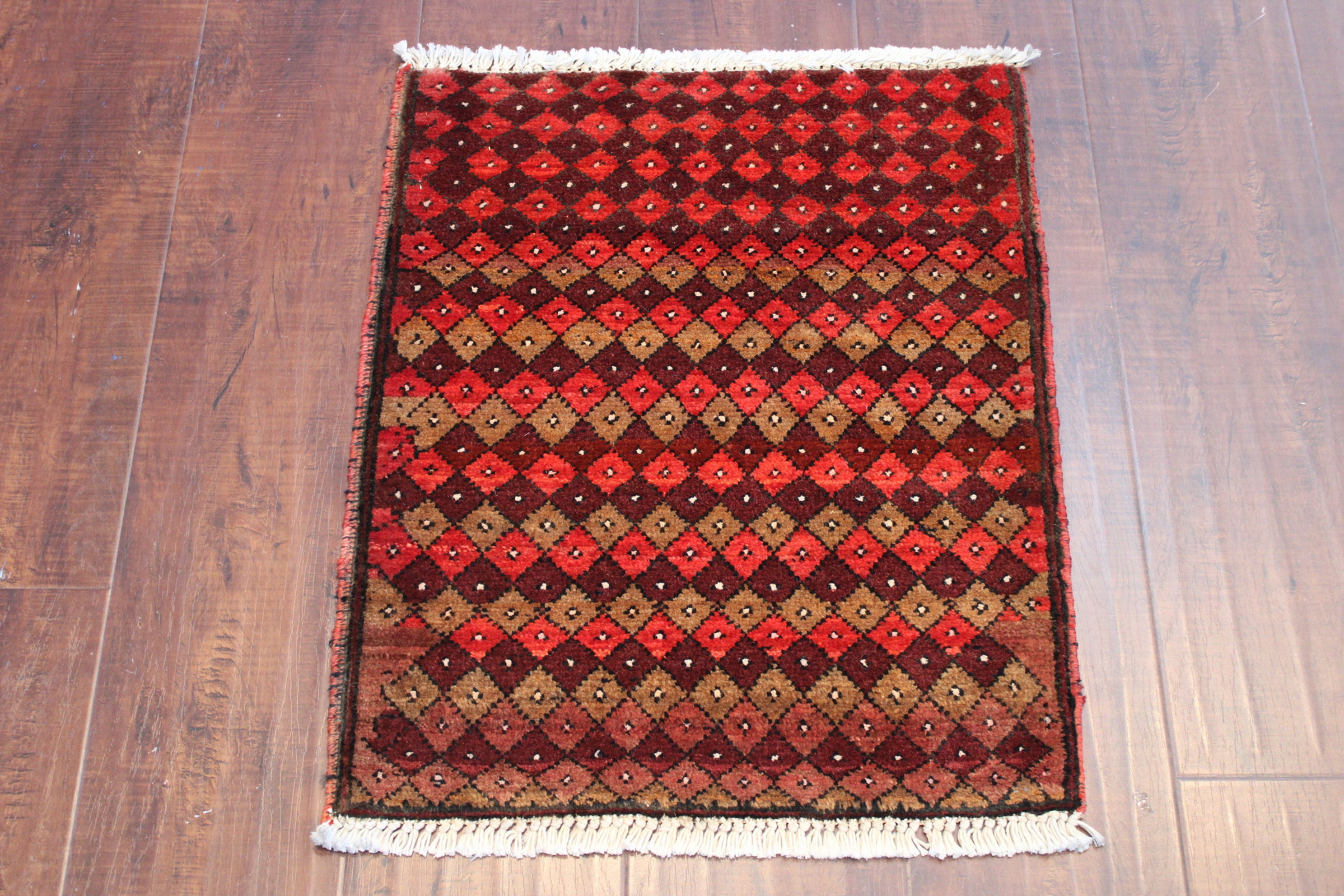 1x2 ft Red Tribal Rug | Red Afghan Hand Knotted rug | Door mat rug | Entryway Ru