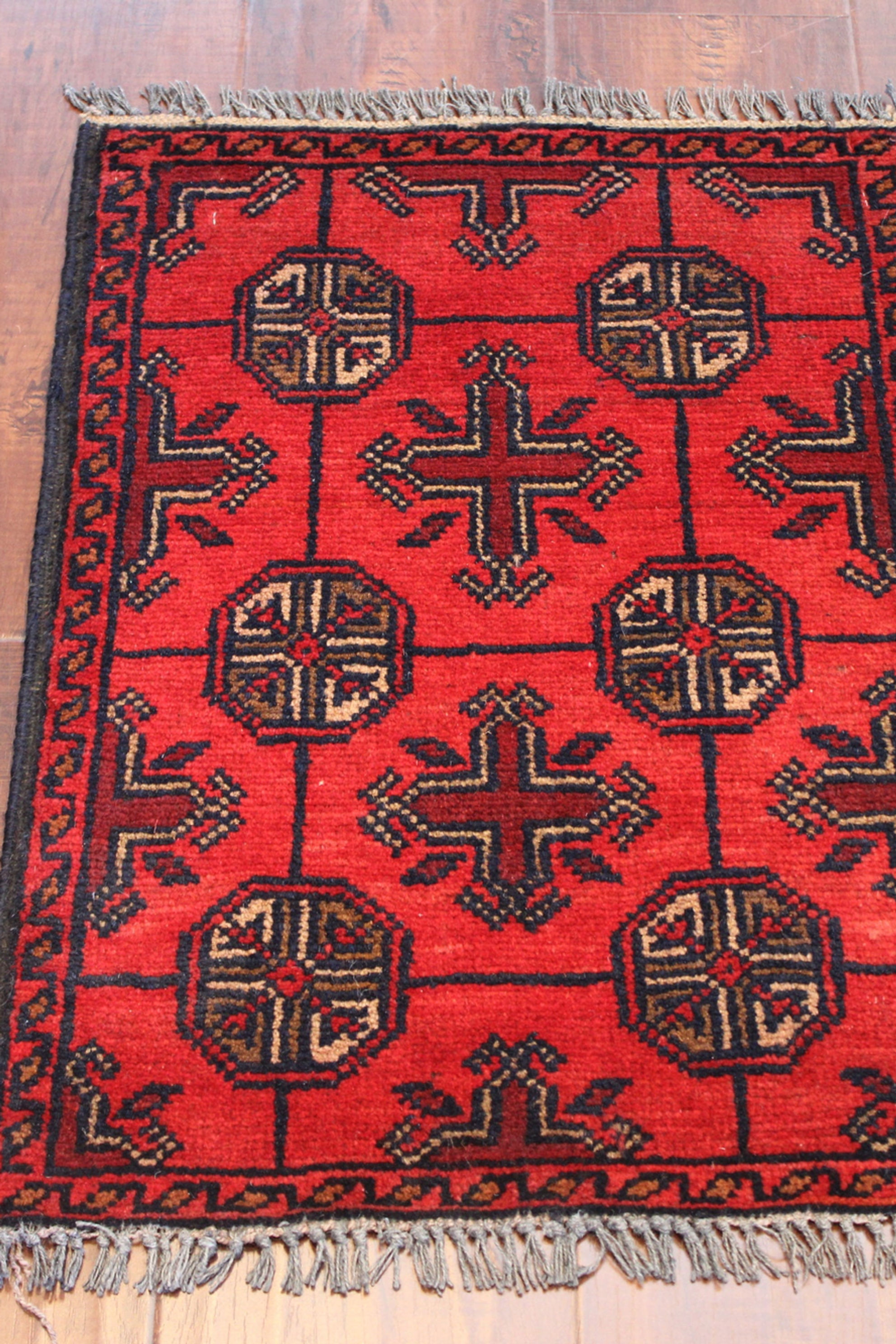 1x2 ft Red Tribal Rug | Red Afghan Hand Knotted rug | Door mat rug | Entryway Ru