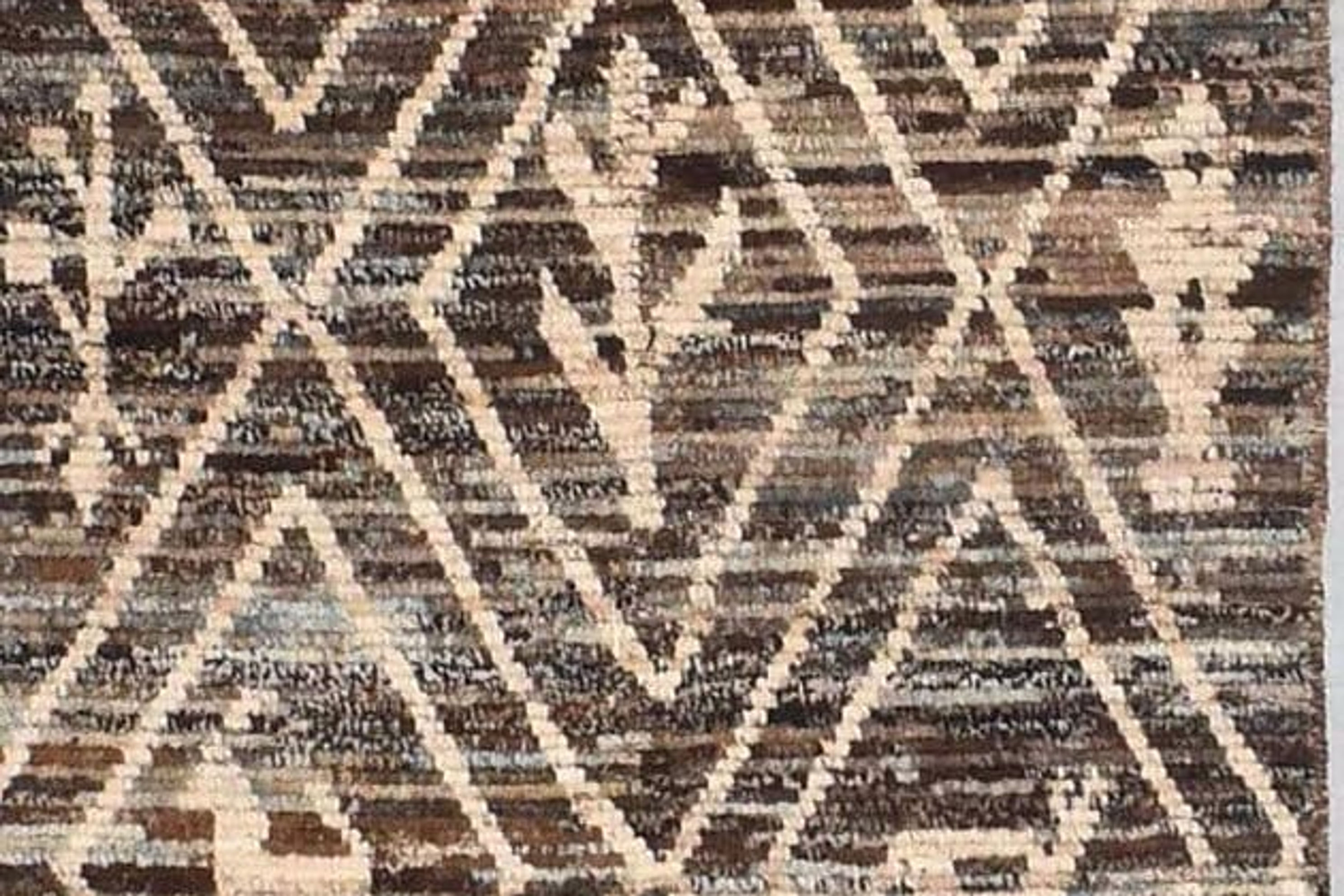 3'6"x16'7" ft Animal Print Moroccan Runner, Blue and Brown Background, 17 ft Lon