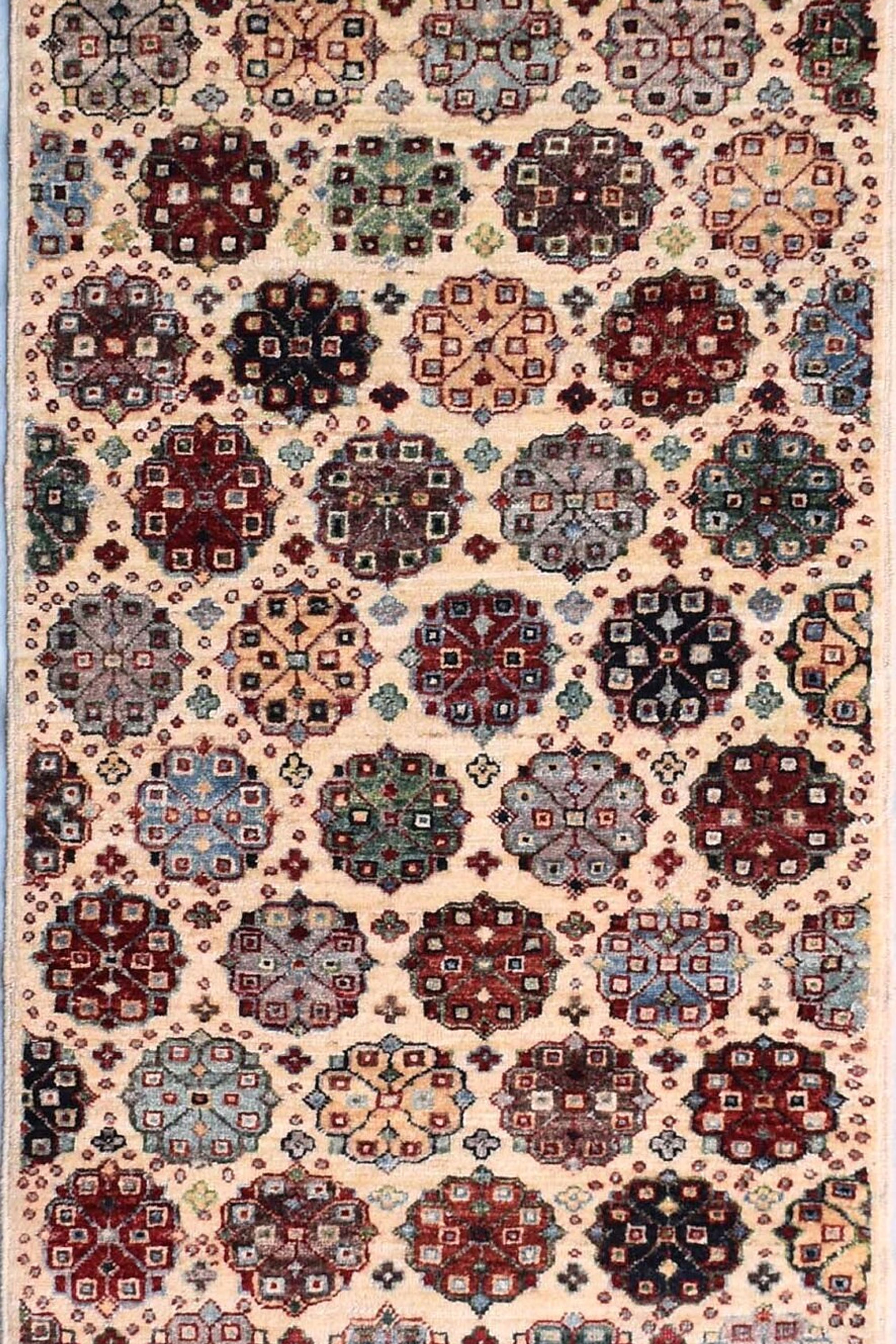 2.8x9.6 ft Floral Beige Aryana Rug, Small Floral Pattern, Traditional Design Rug