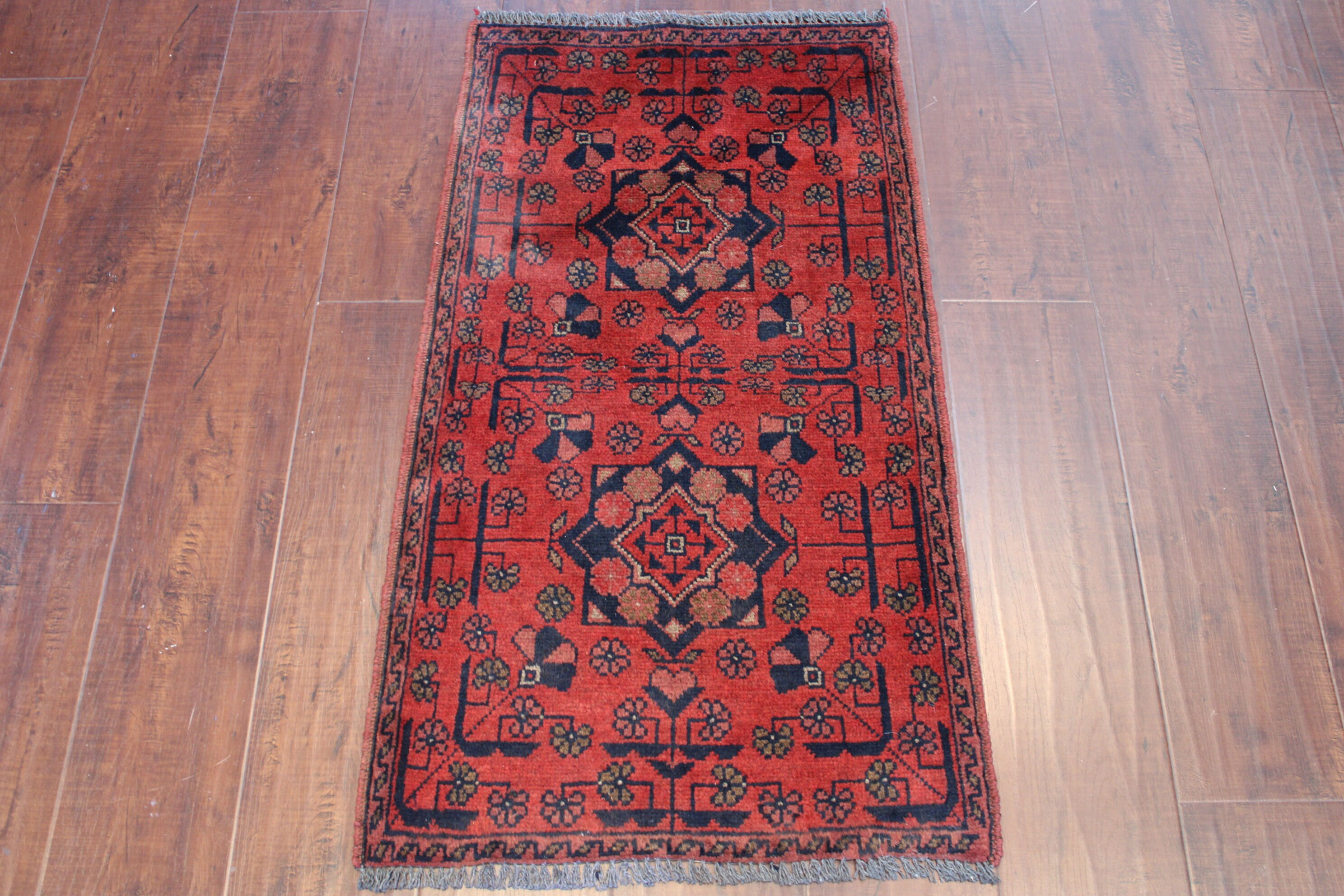 2x3 ft Red Tribal Rug | Red Afghan Hand Knotted rug | Door mat rug | Entryway Ru