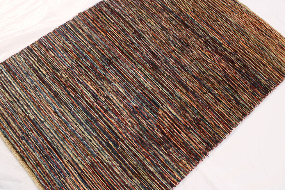 Thumbnail: 3x5 ft Stripes Gabbeh Area Rug, Multicolor Hand-knotted Afghan Rug, Abstract Des
