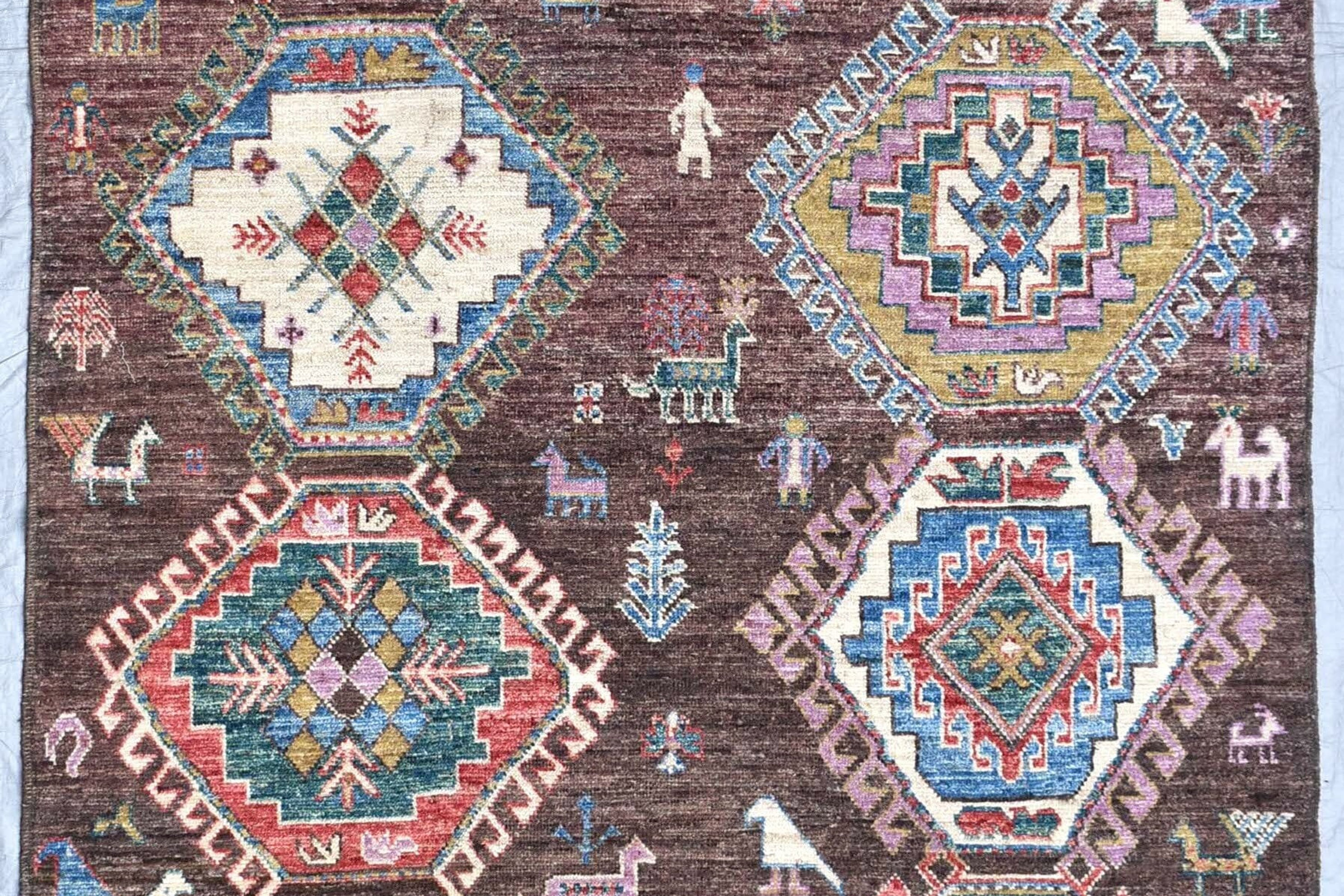 6x9 ft Beautiful Burgundy Area Rug, Turkish Ushak Design Rug, Organic Colored Ru