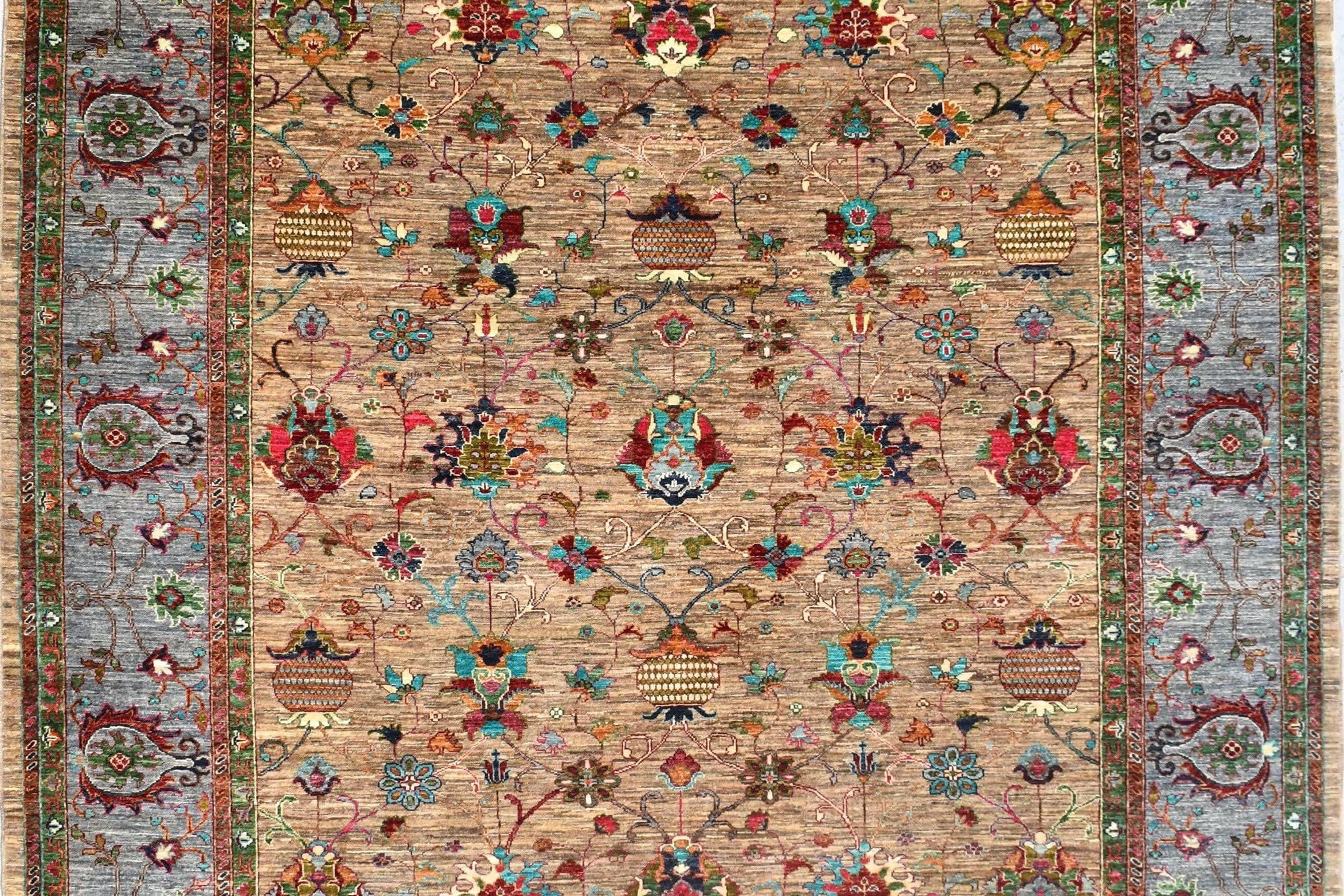 8x10 ft Afghan Kazak Area Rug - Hand Knotted Afghan Rug - Ariana Rug- Living Roo