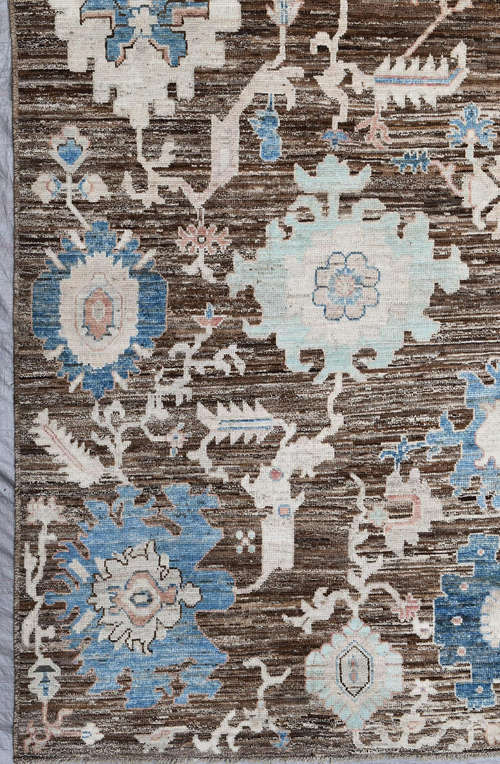 Thumbnail: 8x10 ft Coffee Brown Oriental Design Rug, Floral Area Rug, Vegetable Dyed Rug, W