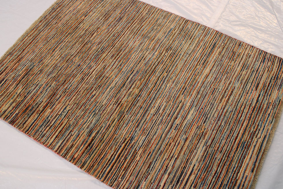 Thumbnail: 3x5 ft Stripes Gabbeh Area Rug - Multicolor Hand-knotted Afghan Rug - Kids room